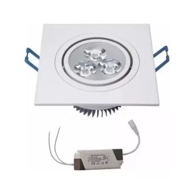 Spot 3 Leds Quadrado 3W 6000K Aluminio Ds Novo
