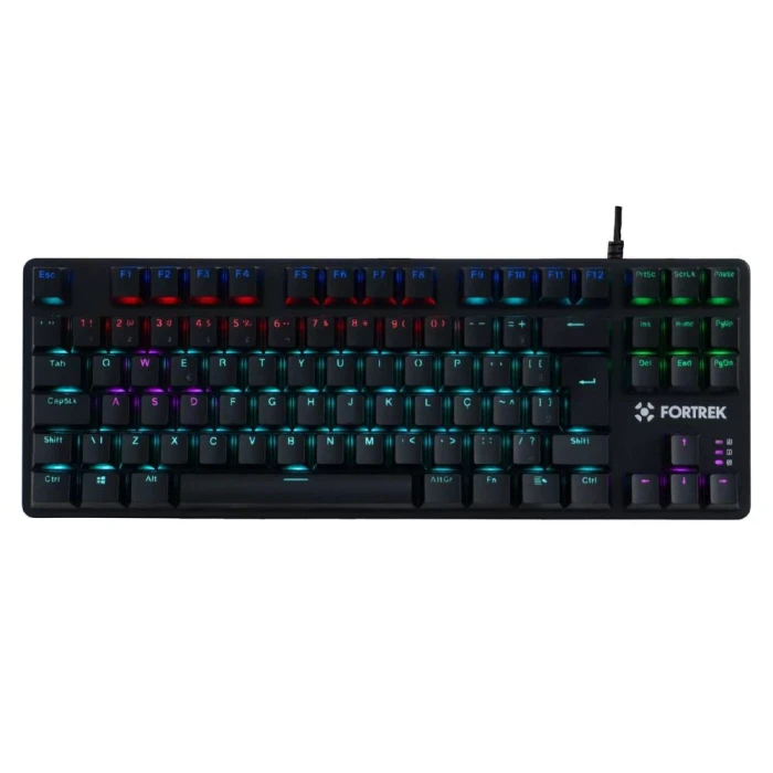 Teclado Gamer Mecânico Black Hawk Led Rgb Compacto Fortrek