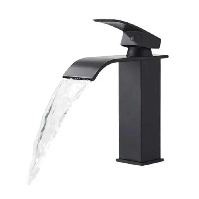 Torneira Moderna Cascata Banheiro Baixa Inox Preto Wl-1258