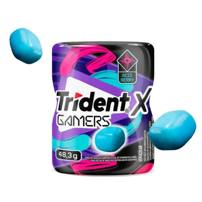Trident X Gamers Blue Garrafa 48.3g Chiclete Refrescante