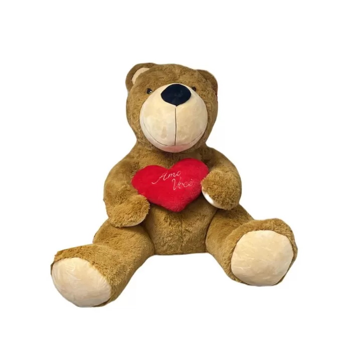 Urso De Pelúcia Sonho Lindo Com Coração Gigante 1m Caramelo Urso De Pelúcia Sonho Lindo Com Coração Gigante 1m Caramelo